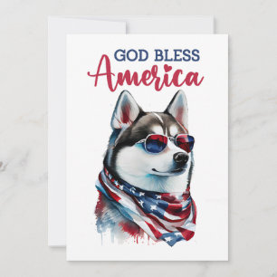 Chien Patriotique-Husky Carte du 4 Juillet