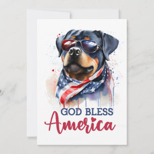 Chien Patriotique - Rottweiler Carte du 4 Juillet