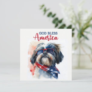 Chien Patriotique - Shih Tzu Carte du 4 Juillet