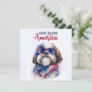 Chien Patriotique - Shih Tzu Carte du 4 Juillet
