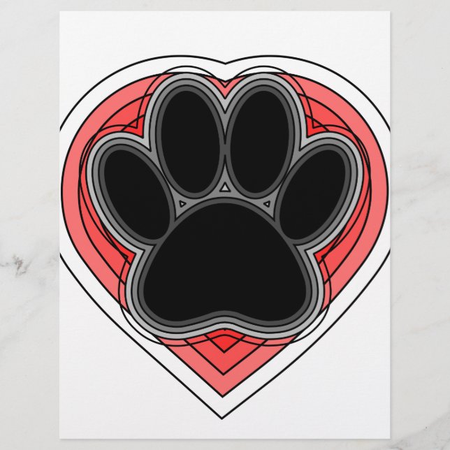 Chien Paw Dans Le Coeur Rouge Avec Les Outlines (Devant)