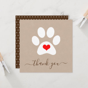 Chien Paw Pet Pet Business Merci Cartes