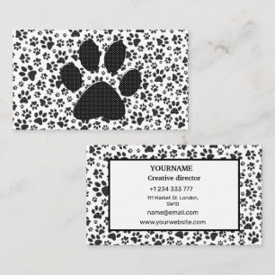 Chien Paws noir et blanc Polka Dot Carte de visite