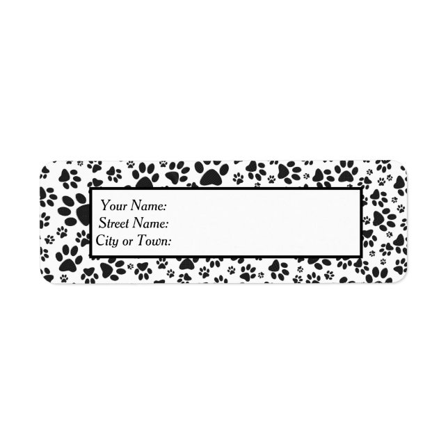 Chien Paws noir et blanc Polka Dot Étiquette (Devant)