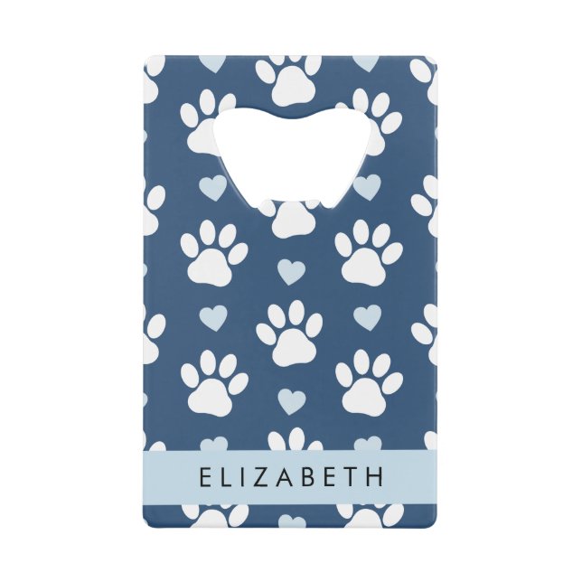 Chien Paws, White Paws, Blue Hearts, Votre Nom (Devant)