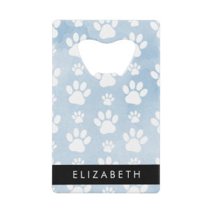 Chien Paws, White Paws, Blue Watercolor, Votre nom