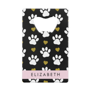 Chien Paws, White Paws, Gold Hearts, Votre Nom