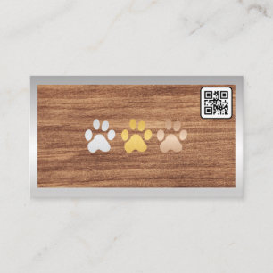 Chien Paws Wood Carte de visite de code QR