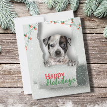 Chien Peeing Christmas Lights Carte de vacances