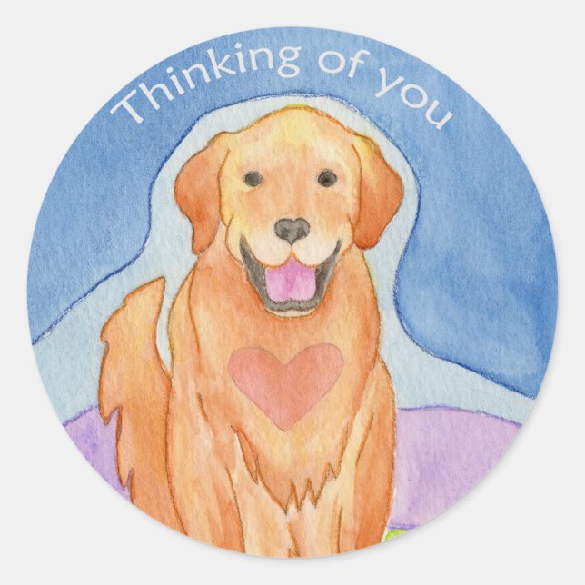 Chien pensant à vous autocollant (Devant)