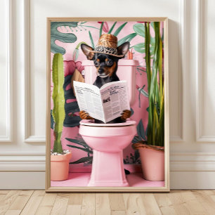 Chien Pinscher Nain sur Impression de Toilettes Dr