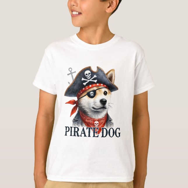 Chien pirate - T-shirt Aquarelle numérique (Devant)
