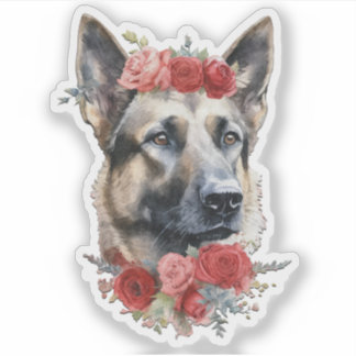 Chien portant des fleurs sur sa tête Sticker Valen