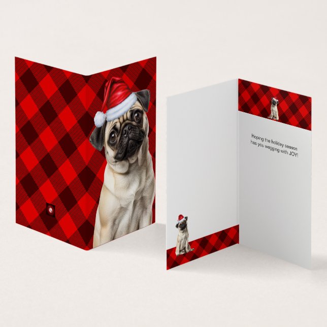 Chien Pug Vacances Plaid Rouge de Noël (Inside and Outside)