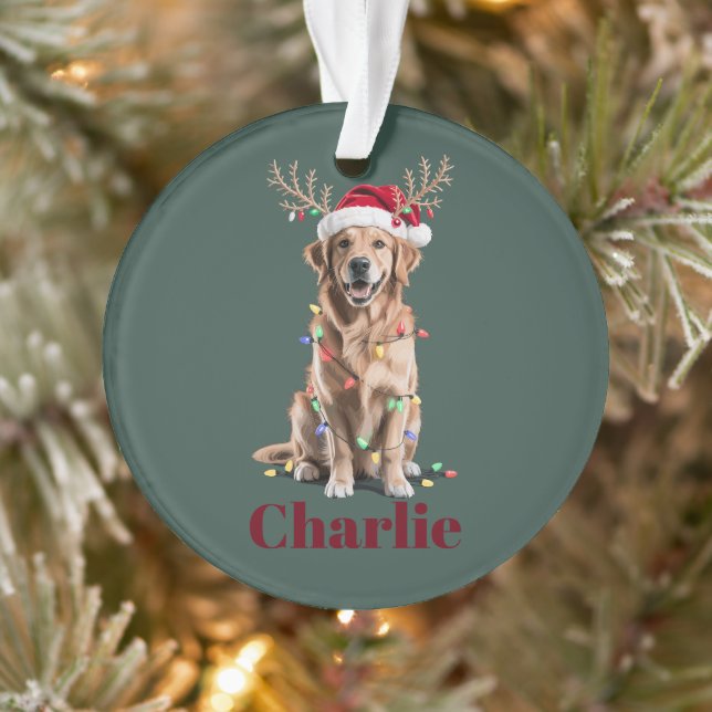 Chien Retriever Doré Noël Nom Personnalisé (Arbre)