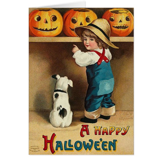 Chien Rétro Halloween et un Enfant Mignon (Devant)