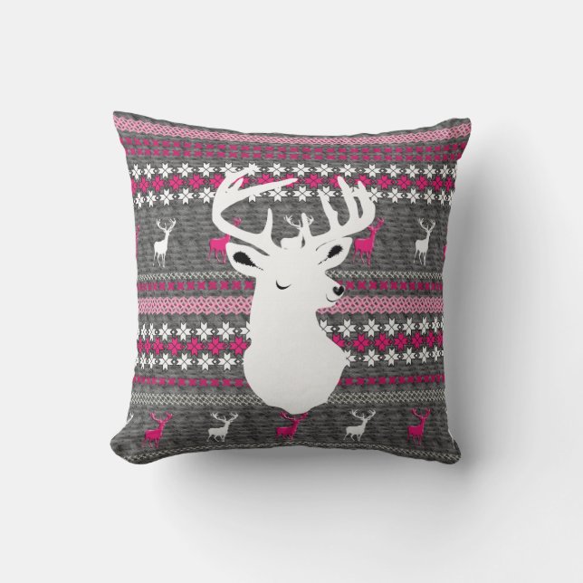 Chien rose blanc gris cerf Coussin moderne tendanc (Recto)