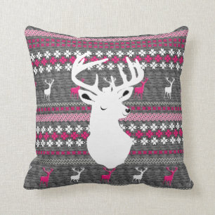 Chien rose blanc gris cerf Coussin moderne tendanc