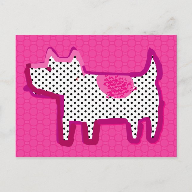 "chien rose" peinture numérique Carte postale (Devant)