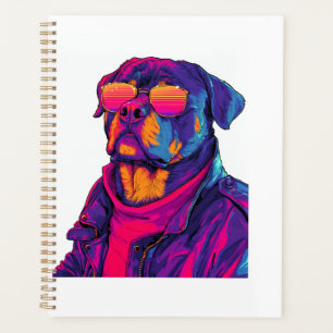 Chien Rottweiler Rétro � Vibe Néon des années 80