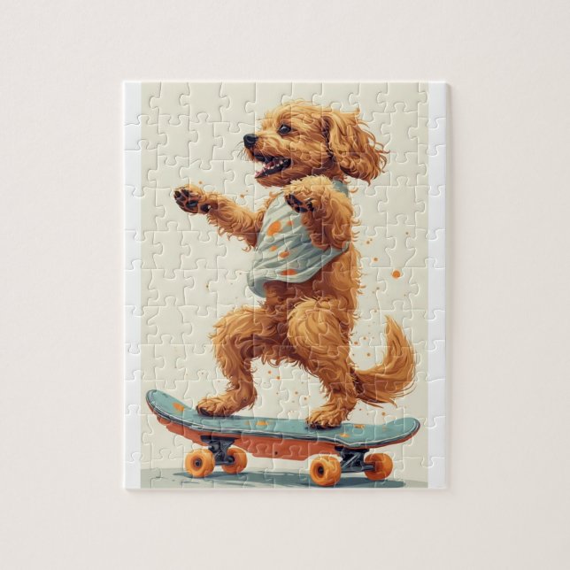 Chien roulant sur skateboard Puzzle (Vertical)