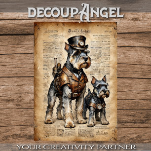 Chien Schnautzer Explorateur Ephemera Découpage