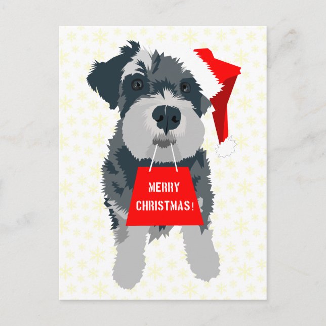 Chien Schnauzer de Noël avec carte postale Santa H (Devant)