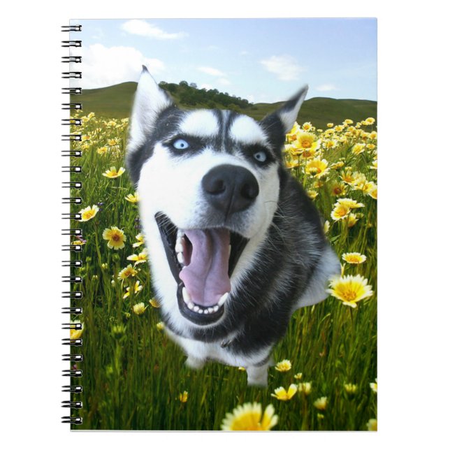 Chien sibérien Husky en Carnet Fleur sauvage (Devant)