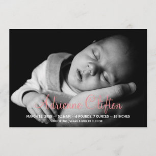 Chien simple rose pur faire-part de naissance stat