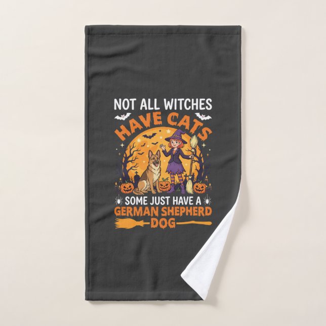 Chien sorcière drôle d'Halloween Berger allemand (Serviette à main)