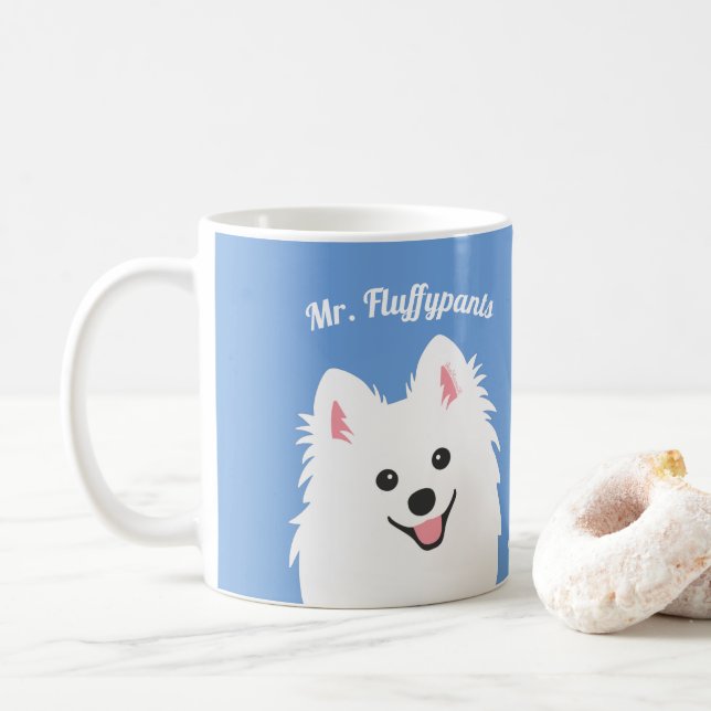 Chien Spitz Personnalisé, Samoyé, Mug Puppy Eskimo (Avec donut)