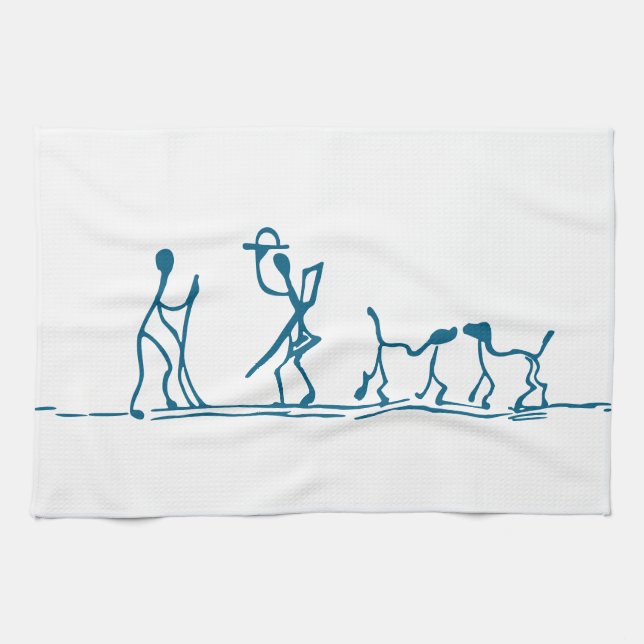 Chien Stick Figure Serviette de cuisine (Horizontal)