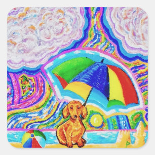 Chien sur un Stickers Plage