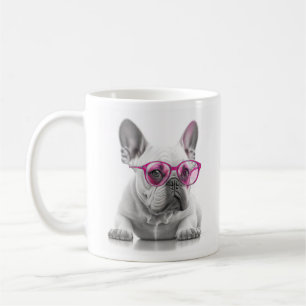 Chien-taureau français avec lunettes roses tasse