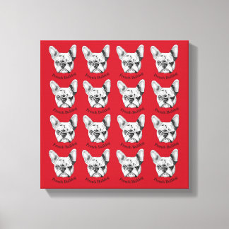 Chien-taureau français sur toile étirée rouge Impr