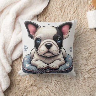 Chien-taureau français sur un coussin à thème card