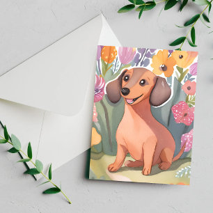 Chien Teckel chiot   Carte de vœux pour animal de 