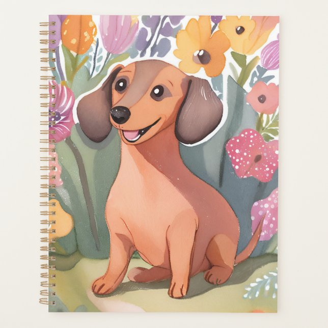 Chien teckel chiot | Peinture aquarelle animal de  (Devant)