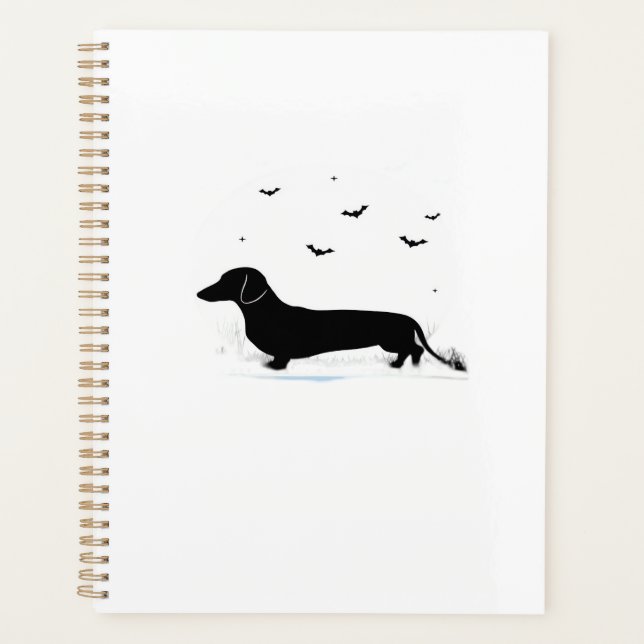 Chien teckel Halloween Lune Silhouette Classique  (Devant)