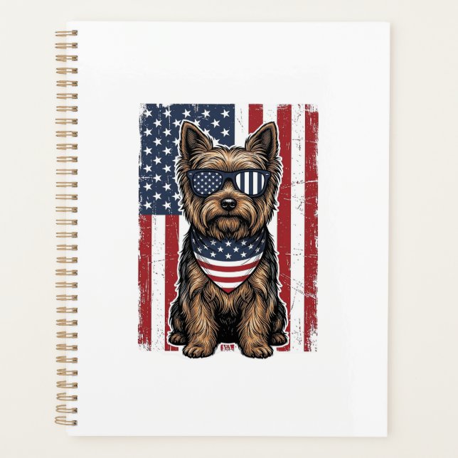 Chien Terrier Patriotique Dessin Vectoriel Drapeau (Devant)