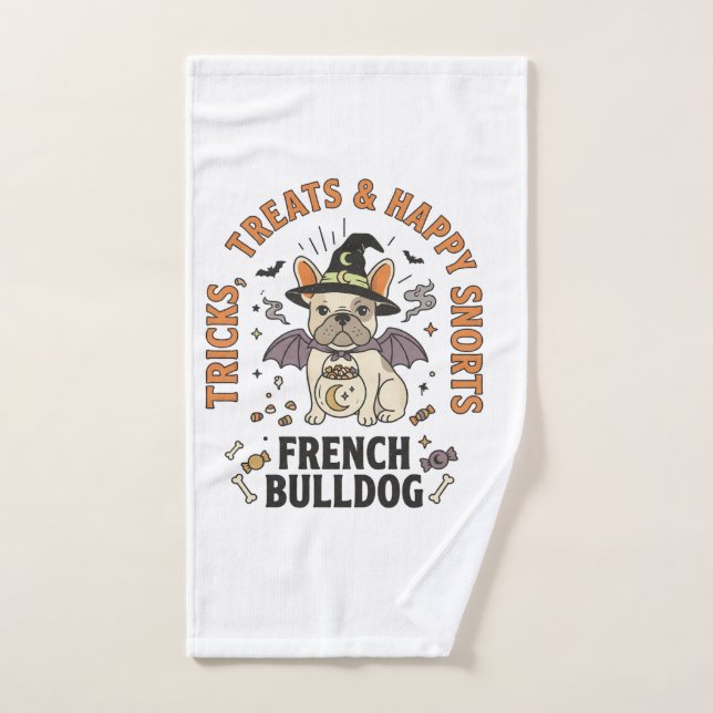 Chien Trickster Halloween Bouledogue Français (Serviette à main)