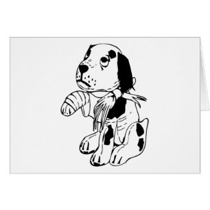 Chien triste avec une jambe cassée