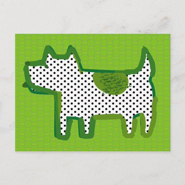 "chien vert" peinture numérique Carte postale (Devant)