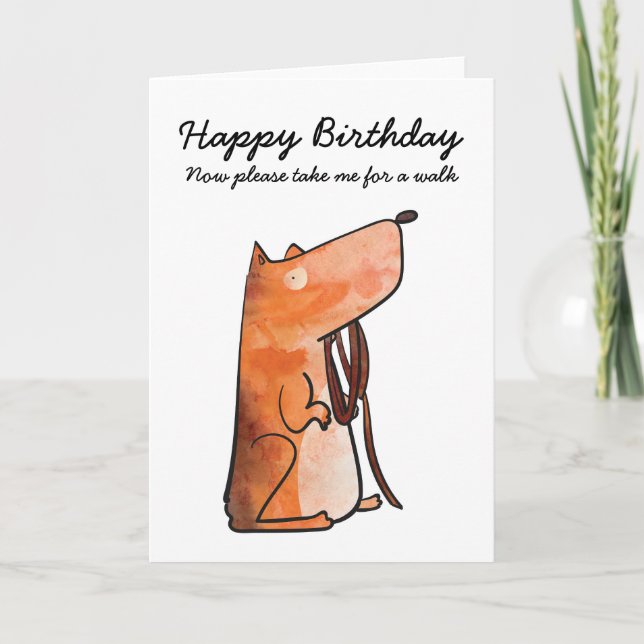 Chien veut une carte d'anniversaire de marche (Devant)