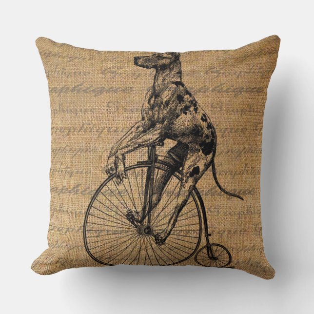 Chien vintage sur le coussin de bicyclette (Recto)