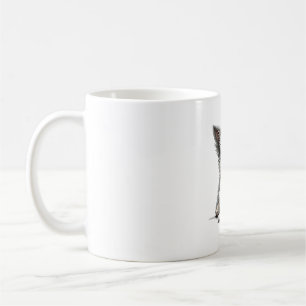 Chien Vintage tenant une tasse de thé avec des lun