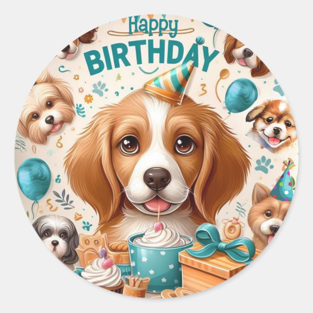 Chien Woof Tastic Happy Birthday Stickers (Devant)