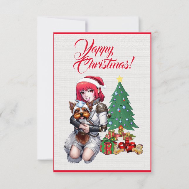 Chien Yorkie Personnalisé Avec Carte Fille Xmas (Devant)