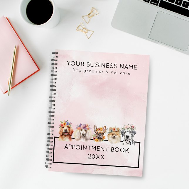 Chiens adorables avec couronne de fleurs, aquarell (Créateur téléchargé)