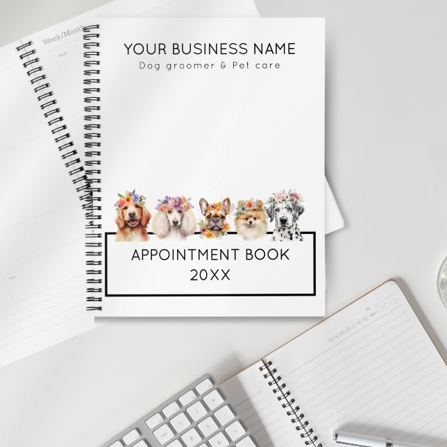 Chiens adorables avec couronne de fleurs, aquarell (Créateur téléchargé)